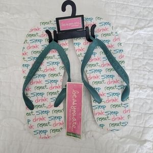 Drink Sleep Repeat Flip Flops Sandals M 7-8 NWT Be As You Are
